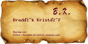 Bredák Kristóf névjegykártya